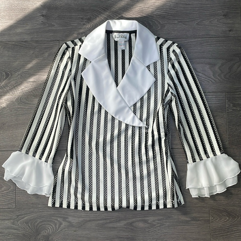 Joseph Ribkoff V-Neckline black white blouse small